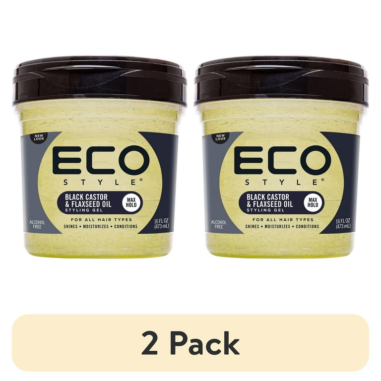 2 pack) Eco Styler Black Castor & Flaxseed Oil Hair Styling Gel