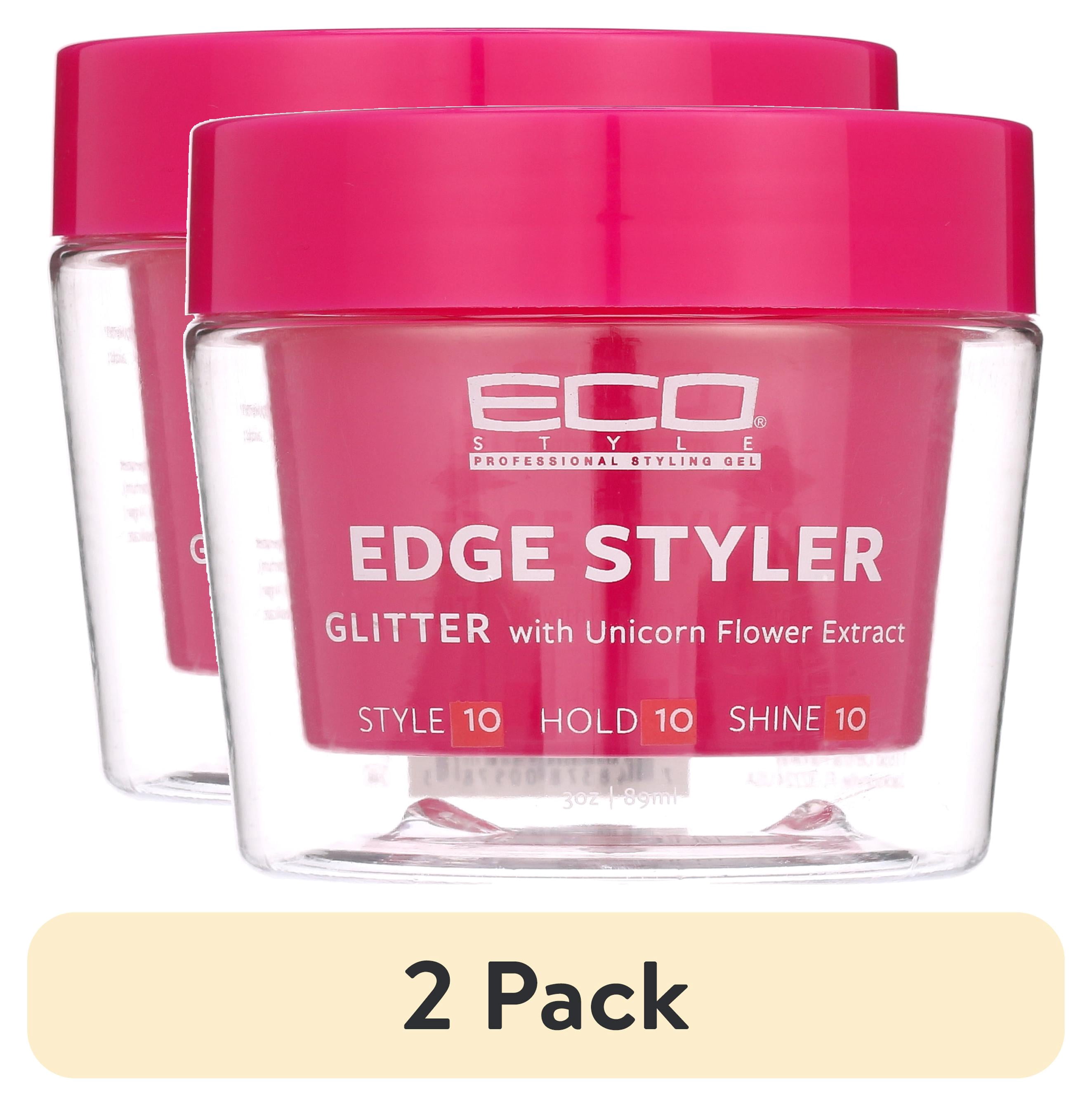 (2 pack) Eco Styler Edge Style Glitter Gel with Unicorn Flower Extract 8 oz., Unisex, Moisturizing