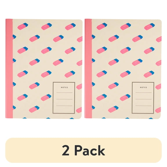 (2 pack) Ecokind by U Style Eraser Icon Composition Book, 80 Sheets, College Rule