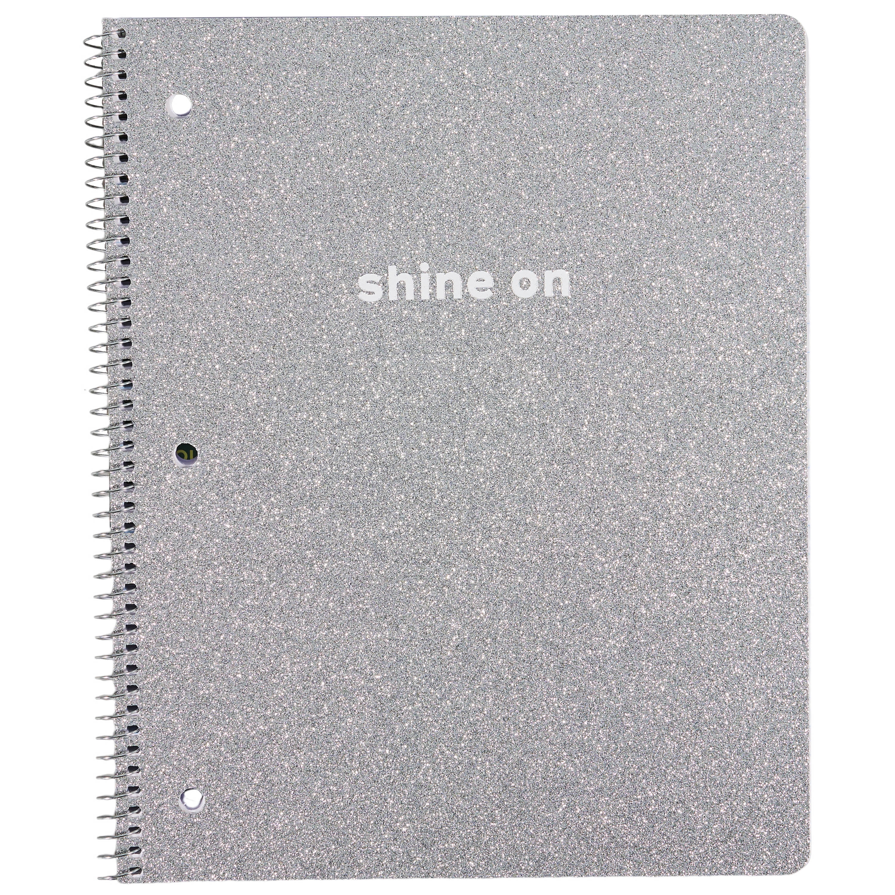 (2 pack) Ecokind by U Style Mess-Proof Glitter 1 Subject Notebook, 10.5" x 8.5", 80 Sheets, Wide Rule