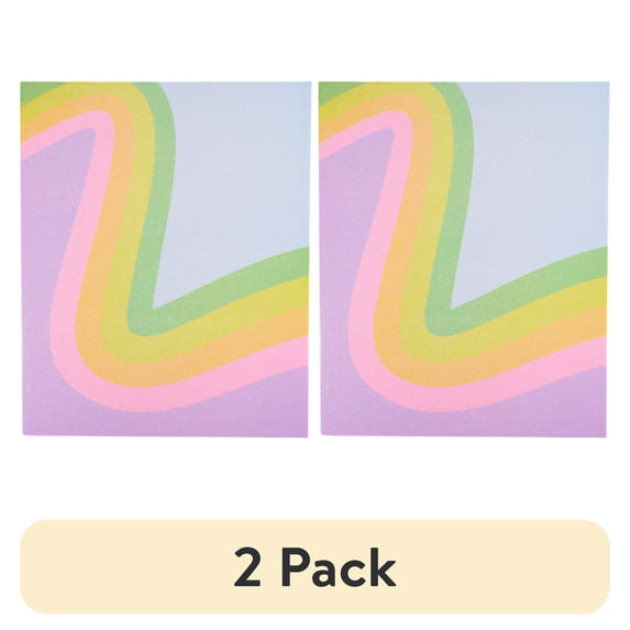 (2 pack) Ecokind by U Style Mess-Proof Rainbow Glitter Two-Pocket Folder, 11.69" x 9.57"