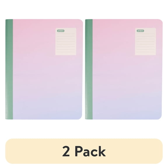 (2 pack) Ecokind by U Style Ombre Composition Book, 9.75" x 7.5", 80 Sheets, College Rule