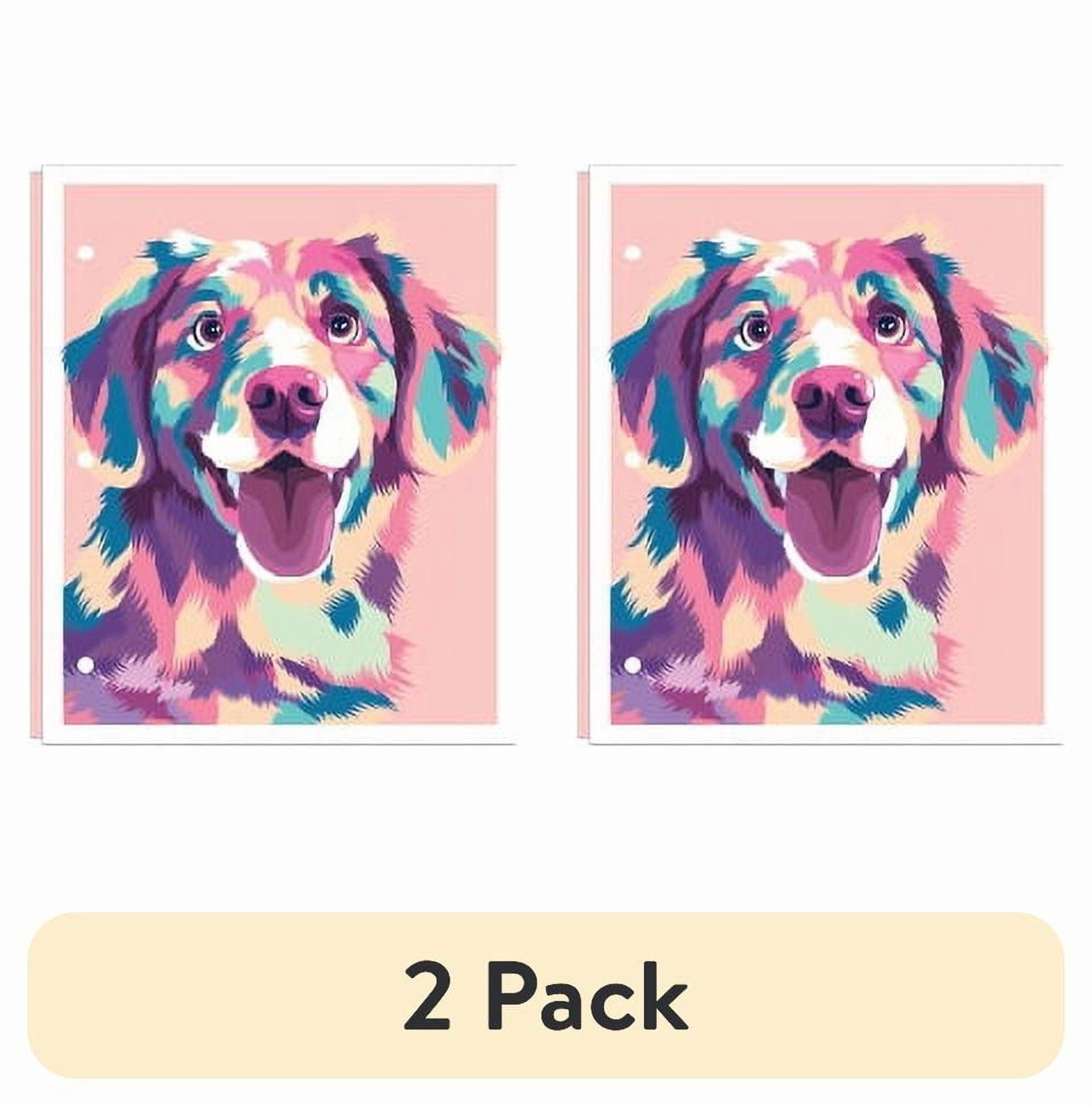 (2 pack) Ecokind by U Style Pastel Dog Two-Pocket Folder with Prongs, 11.6" x 9.25"