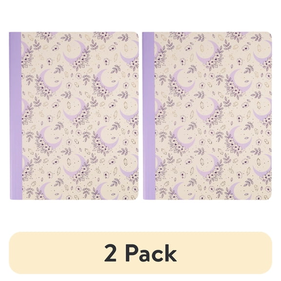 (2 pack) Ecokind by U Style Purple Moon Composition Book, 80 Sheets, College Rule