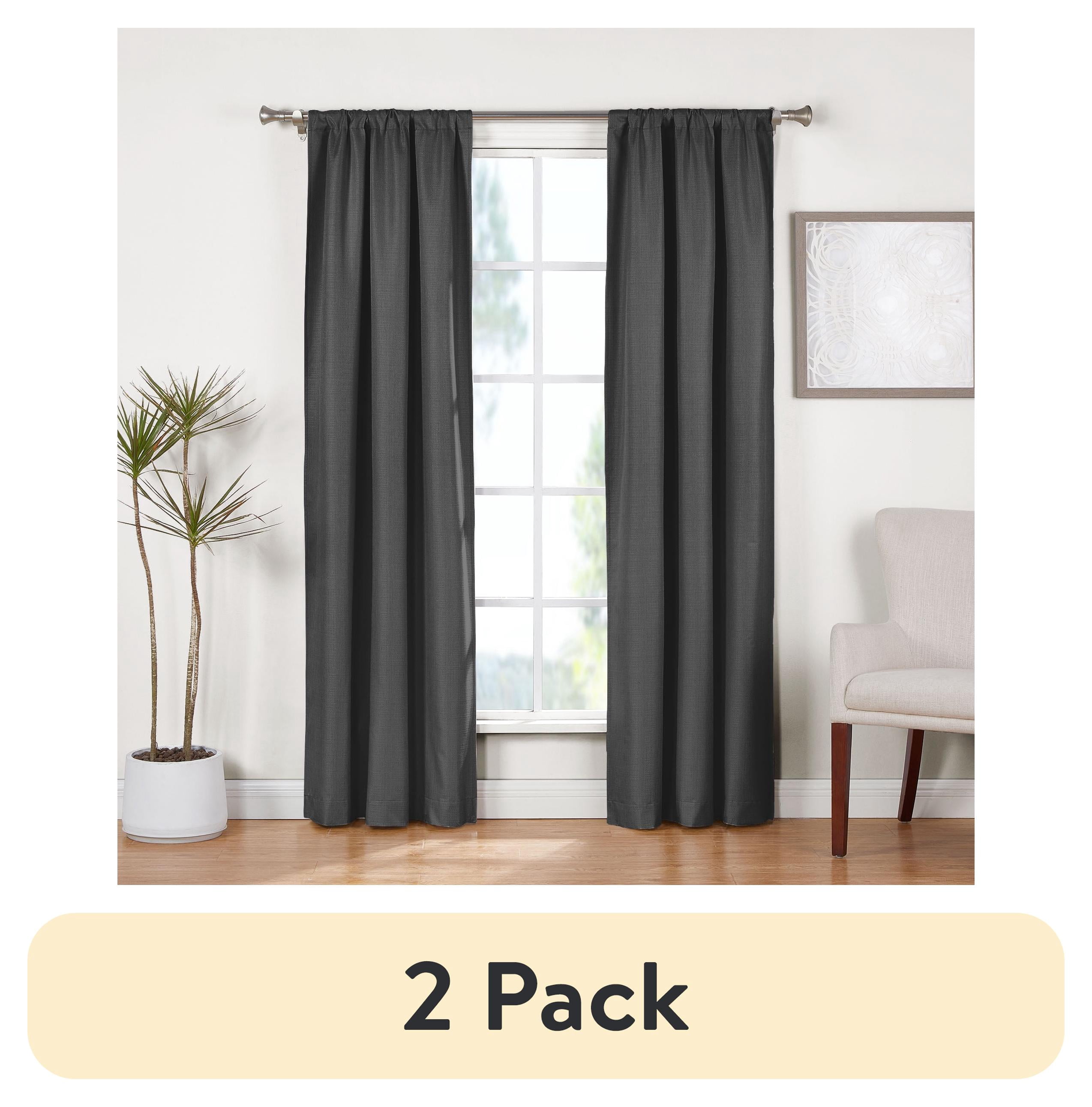 (2 pack) Ecologee Charcoal 100% Blackout Curtains, Sustainable Recycled Fabric, 2 Panel Set