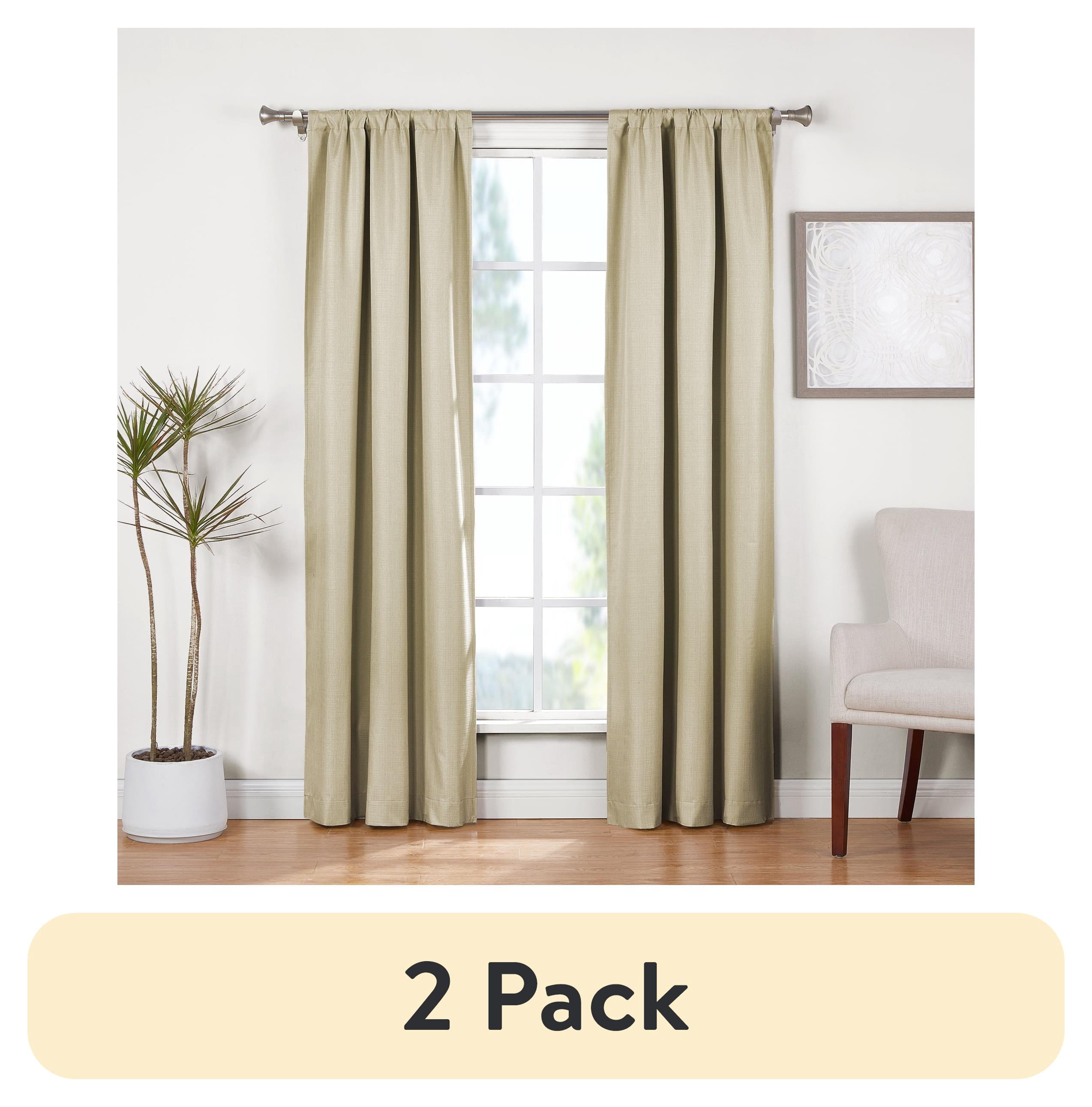 (2 pack) Ecologee Gold 100% Blackout Curtain Set, Sustainable Recycled Fabric, 2 Panel Set
