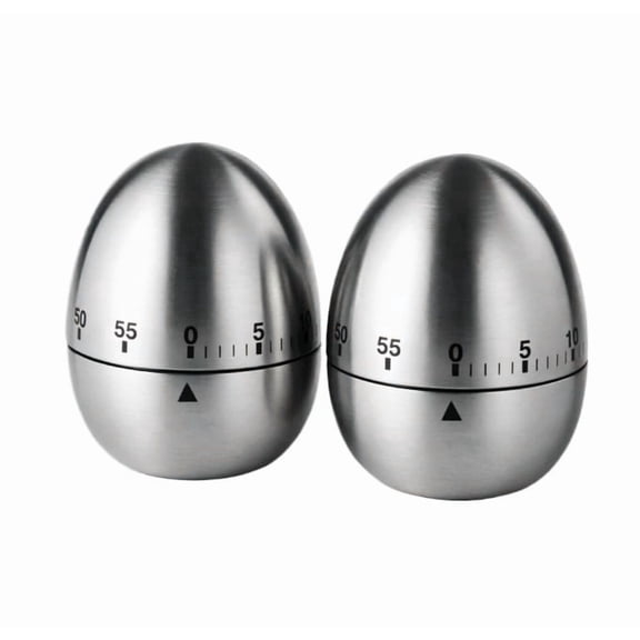 2-pack Egg Shaped Manual Mechanical Kitchen Cooking Timer Clear 60 Minute Countdown Reminder (2.4 x 3.1 inches / 6 x 8 cm)