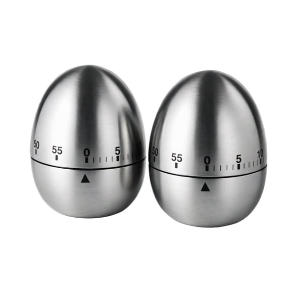 2-pack Egg Shaped Manual Mechanical Kitchen Cooking Timer Clear 60 Minute Countdown Reminder (2.4 x 3.1 inches / 6 x 8 cm)