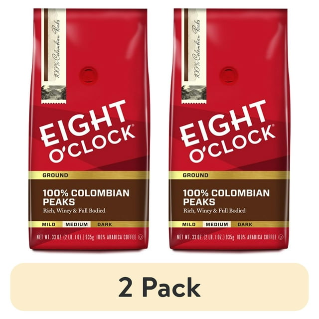 (2 pack) Eight O'Clock 100% Colombian Peaks Ground Coffee 33 Oz. Bag