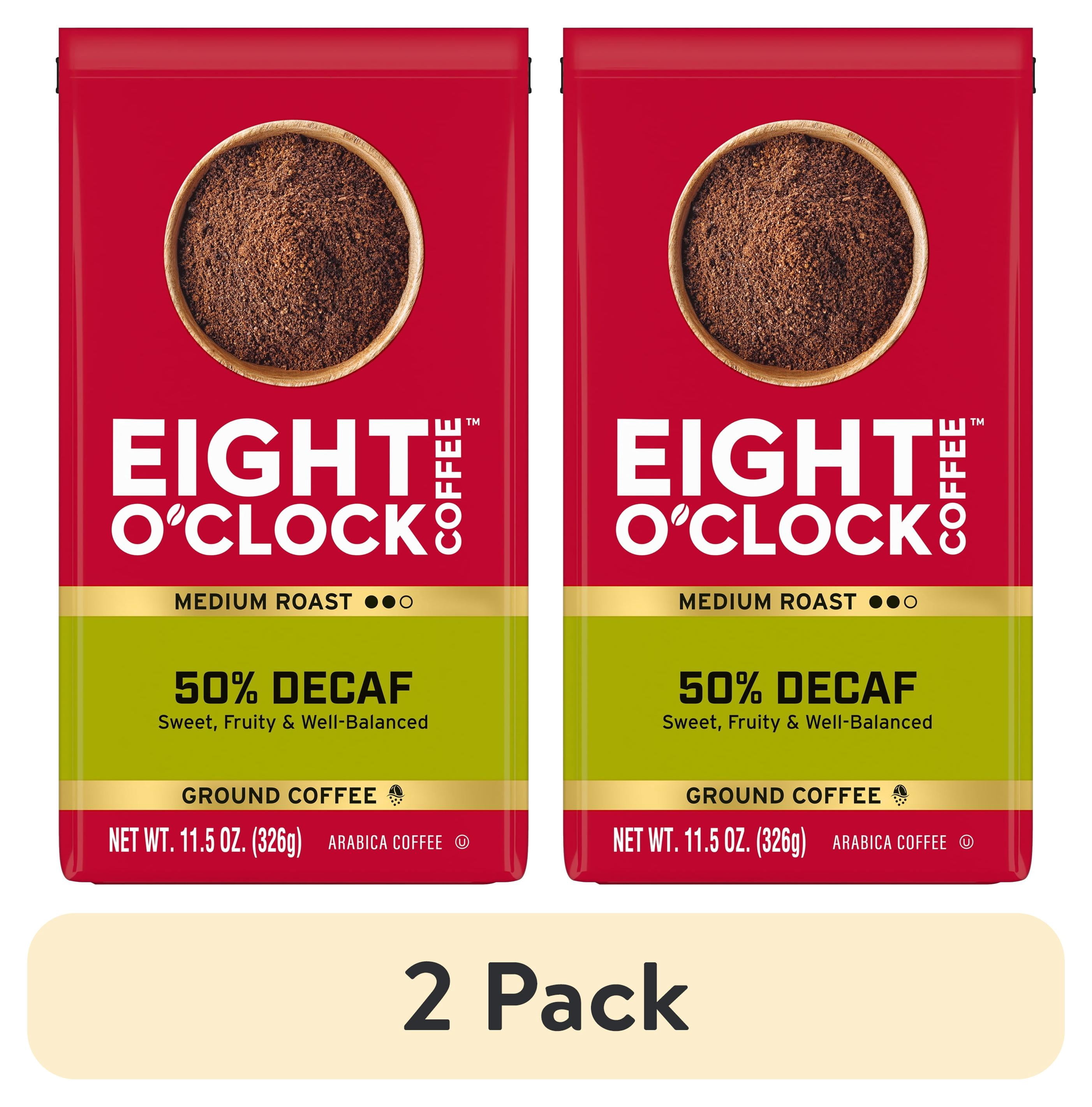 (2 pack) Eight O'Clock 50% Decaf, Medium Roast, Ground Coffee, 11.5oz