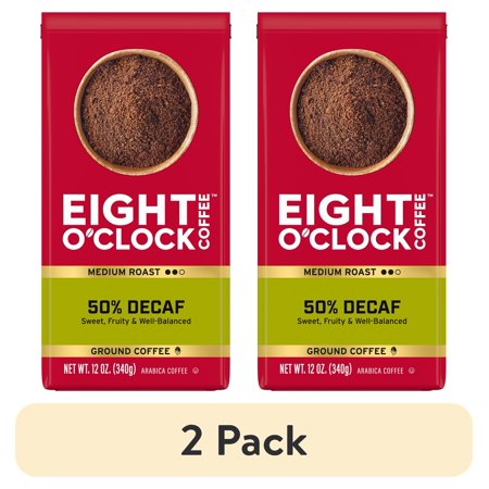 (2 pack) Eight O'Clock Coffee 50% Decaf Ground Medium Roast Coffee 12 oz