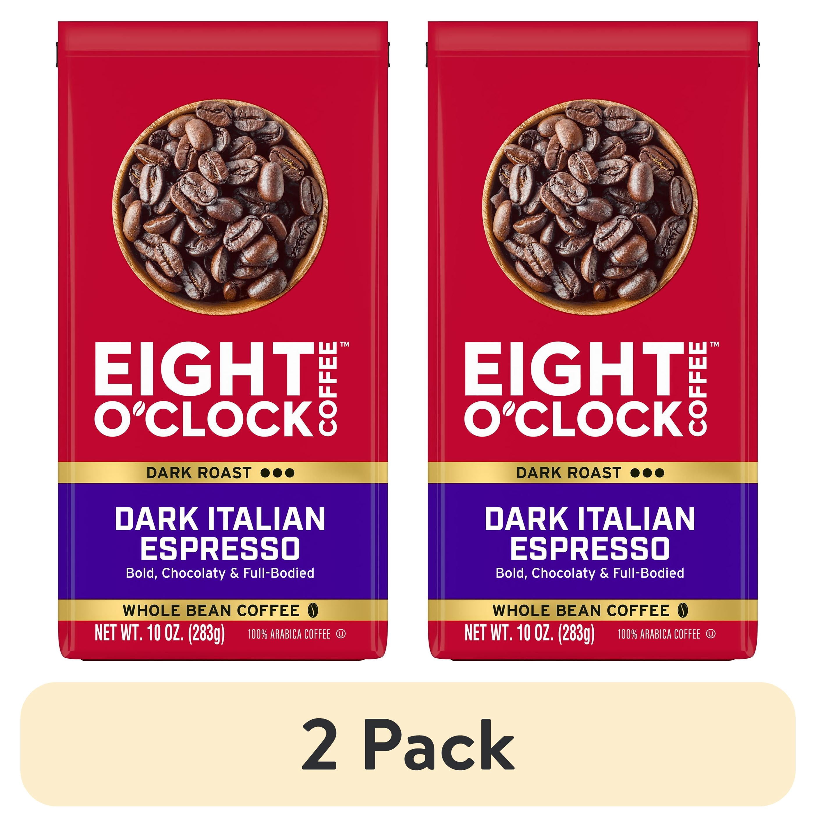 (2 pack) Eight O'Clock Coffee Dark Italian Espresso Whole Bean Medium Roast Arabica Coffee 10 oz