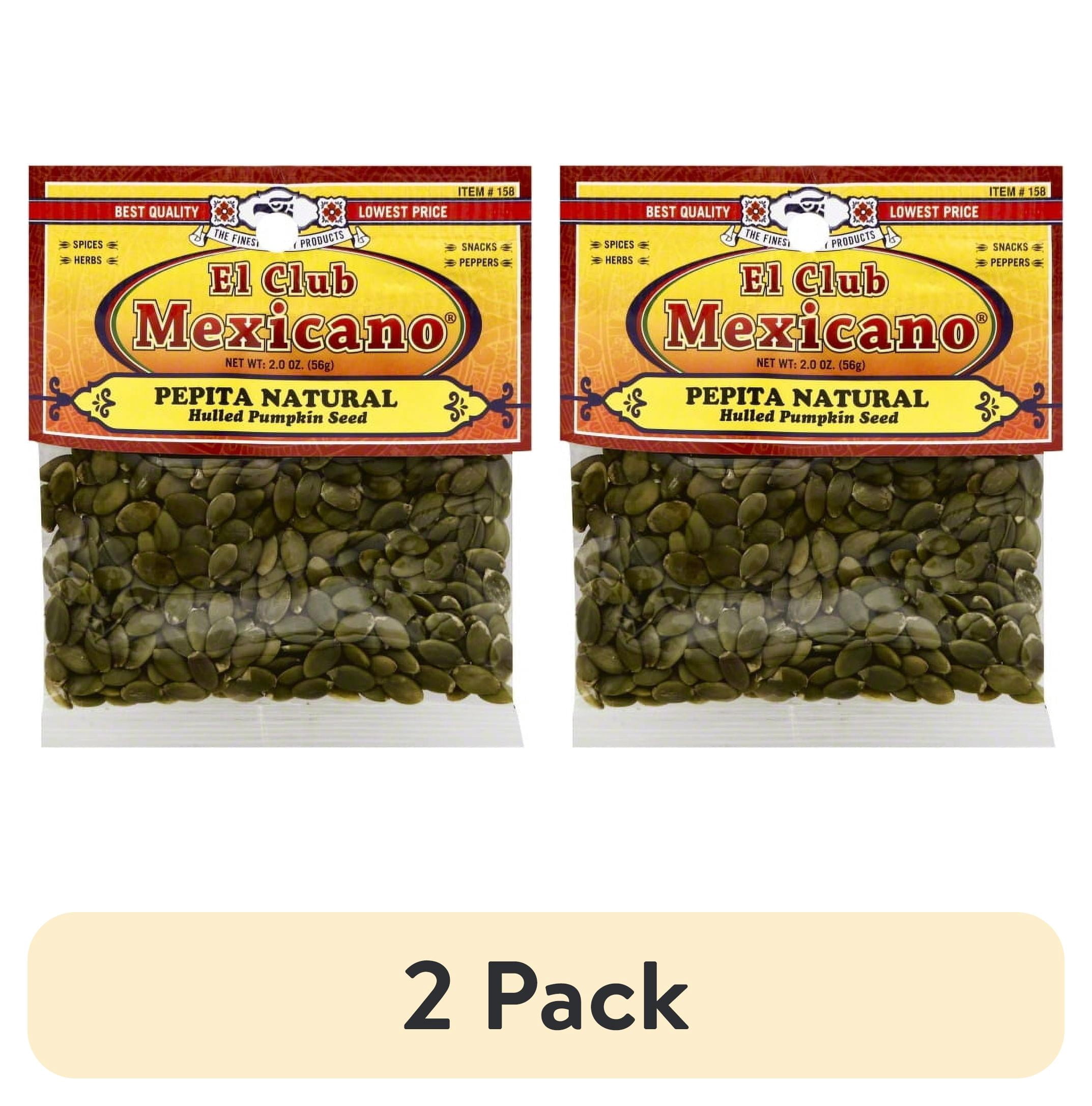 (2 pack) El Club Mexicano Roasted Hulled Pumpkin Seeds, 2 oz Pack