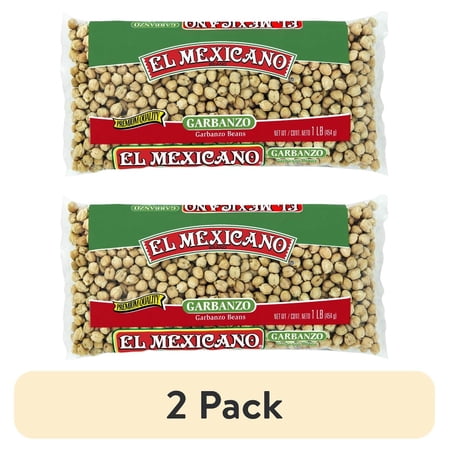 (2 pack) El Mexicano Garbanzo Beans, Chickpeas, 1 lb Bag