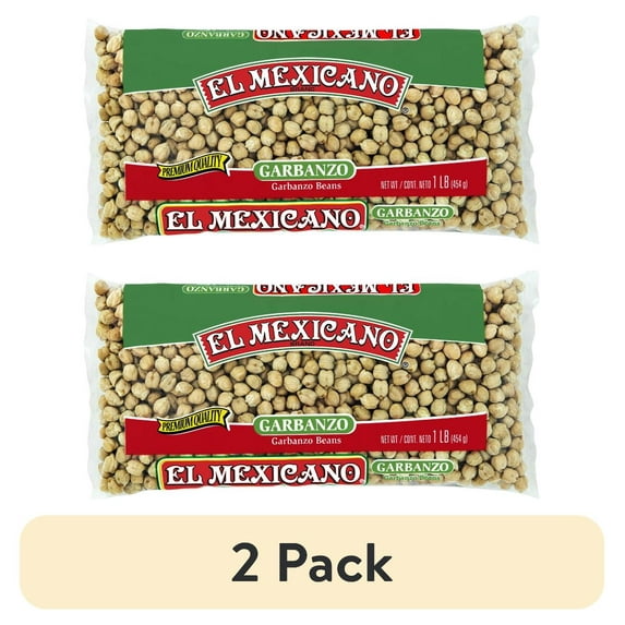 (2 pack) El Mexicano Garbanzo Beans, Chickpeas, 1 lb Bag