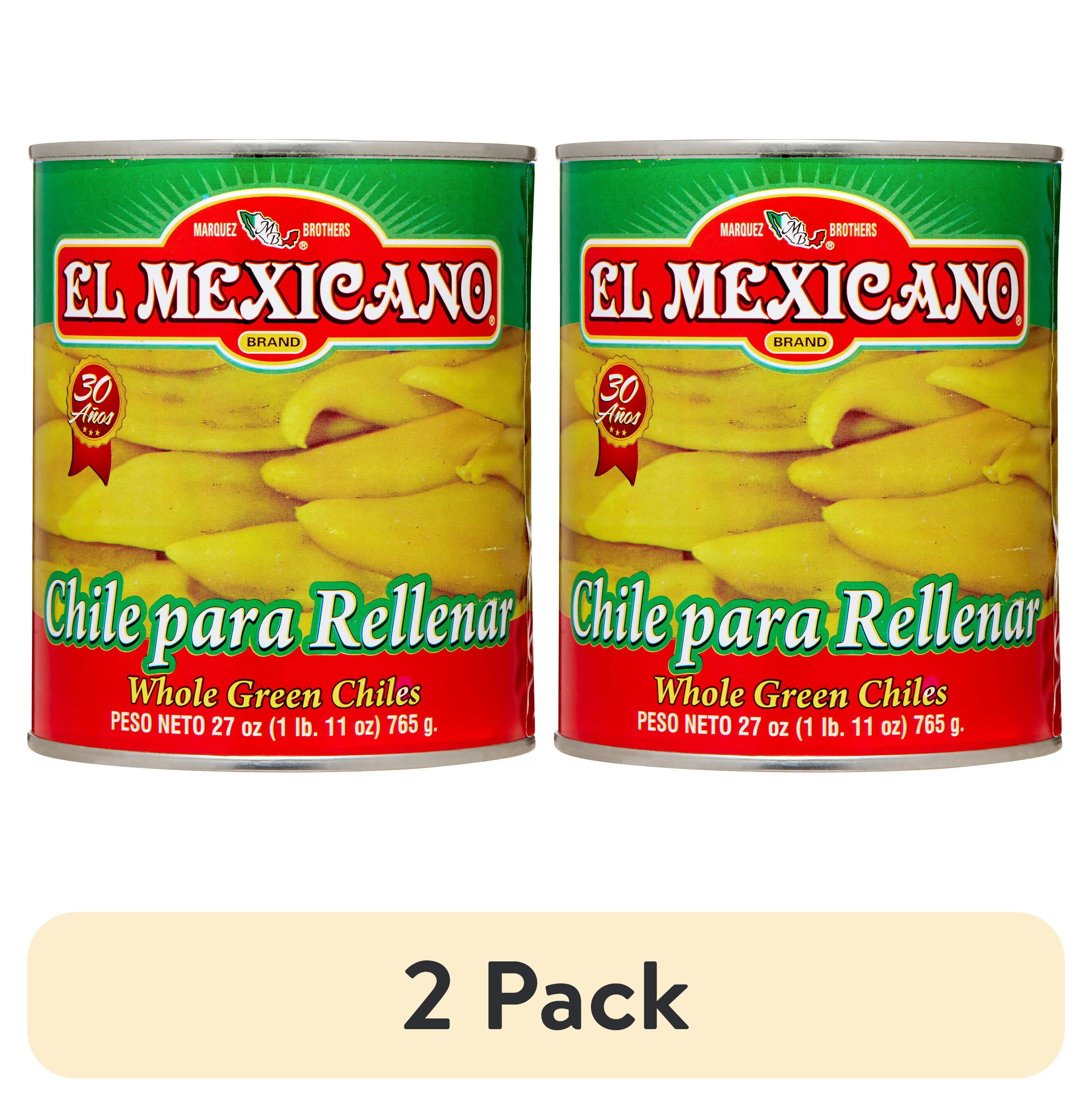 (2 pack) El Mexicano Whole Green Chiles, Chile para Rellenar, 27 oz Can