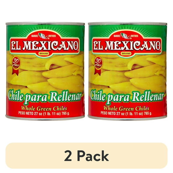 (2 pack) El Mexicano Whole Green Chiles, Chile para Rellenar, 27 oz Can