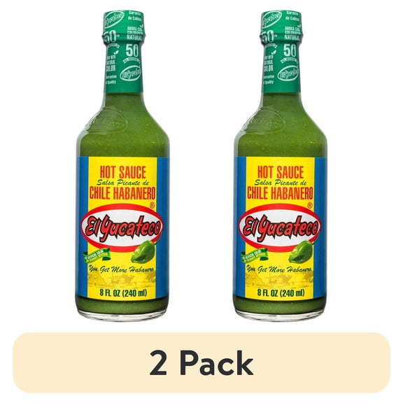 (2 pack) El Yucateco Green Hot Sauce Chile Habanero 240ml, Pack of 1