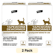 2 pack Elanco Tapeworm Removal Dewormer for Cats, 3 Tablets Praziquantel
