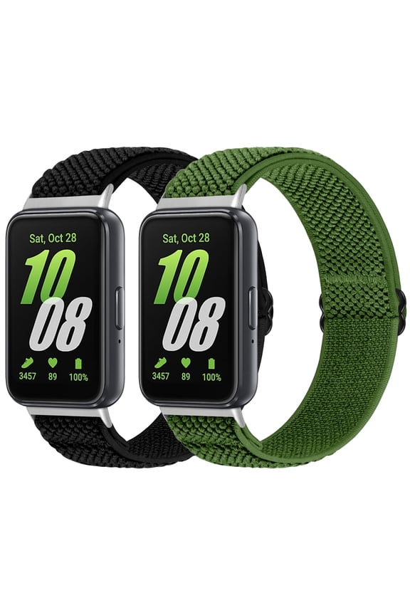 2 pack Elastic Bands Compatible with Samsung Galaxy Fit 3, Solo Loop Lightweight Nylon Adjustable Wristbands for Woman Man