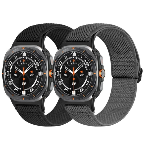 2 pack Elastic Bands Compatible with Samsung Galaxy Watch Ultra Band 47mm, Stretchy Nylon Breathable Wristband for Women Man