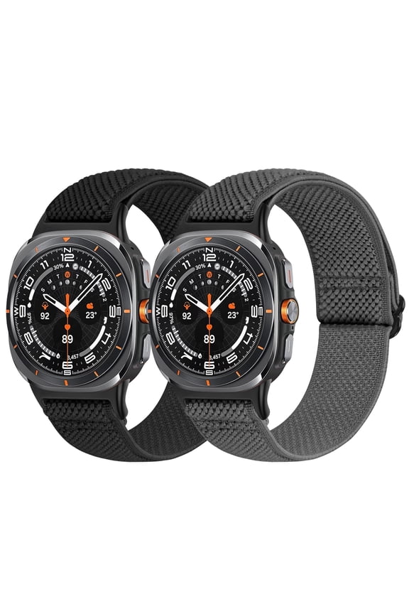 2 pack Elastic Bands Compatible with Samsung Galaxy Watch Ultra Band 47mm, Stretchy Nylon Breathable Wristband for Women Man