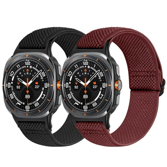2 pack Elastic Bands Compatible with Samsung Galaxy Watch Ultra Band 47mm, Stretchy Nylon Breathable Wristband for Women Man