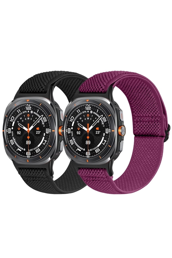 2 pack Elastic Bands Compatible with Samsung Galaxy Watch Ultra Band 47mm, Stretchy Nylon Breathable Wristband for Women Man