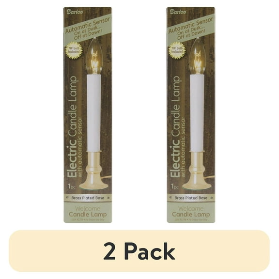 (2 pack) Electric Candle Lamp W/Sensor Boxed 7" Brass Plated