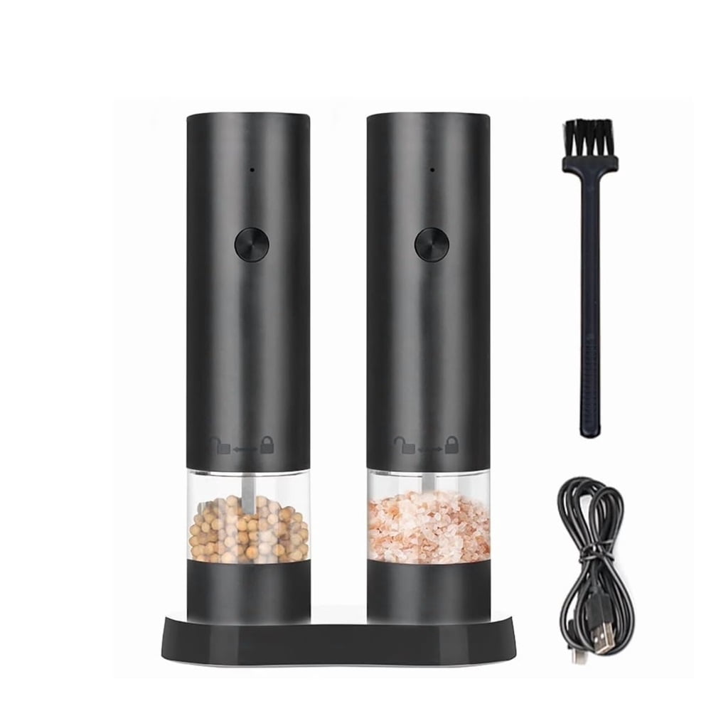 2 pack Electric Salt & Pepper Grinder Set 40mL Capacity – Operated Shakers, Adjustable Coarseness, Type C Charging
