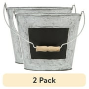 (2 pack) Elegant Expressions by Hosley Metal Pail with Chalkboard, 1 Each
