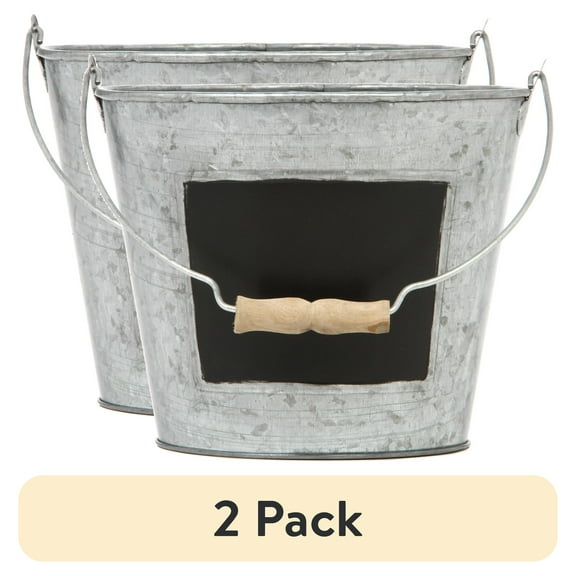 (2 pack) Elegant Expressions by Hosley Metal Pail with Chalkboard, 1 Each