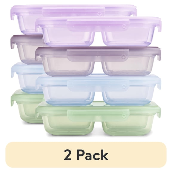 (2 pack) Ello Snap & Nest Plastic 8 Piece Snack Set, Made for Easy Snacking and Easy Transportation