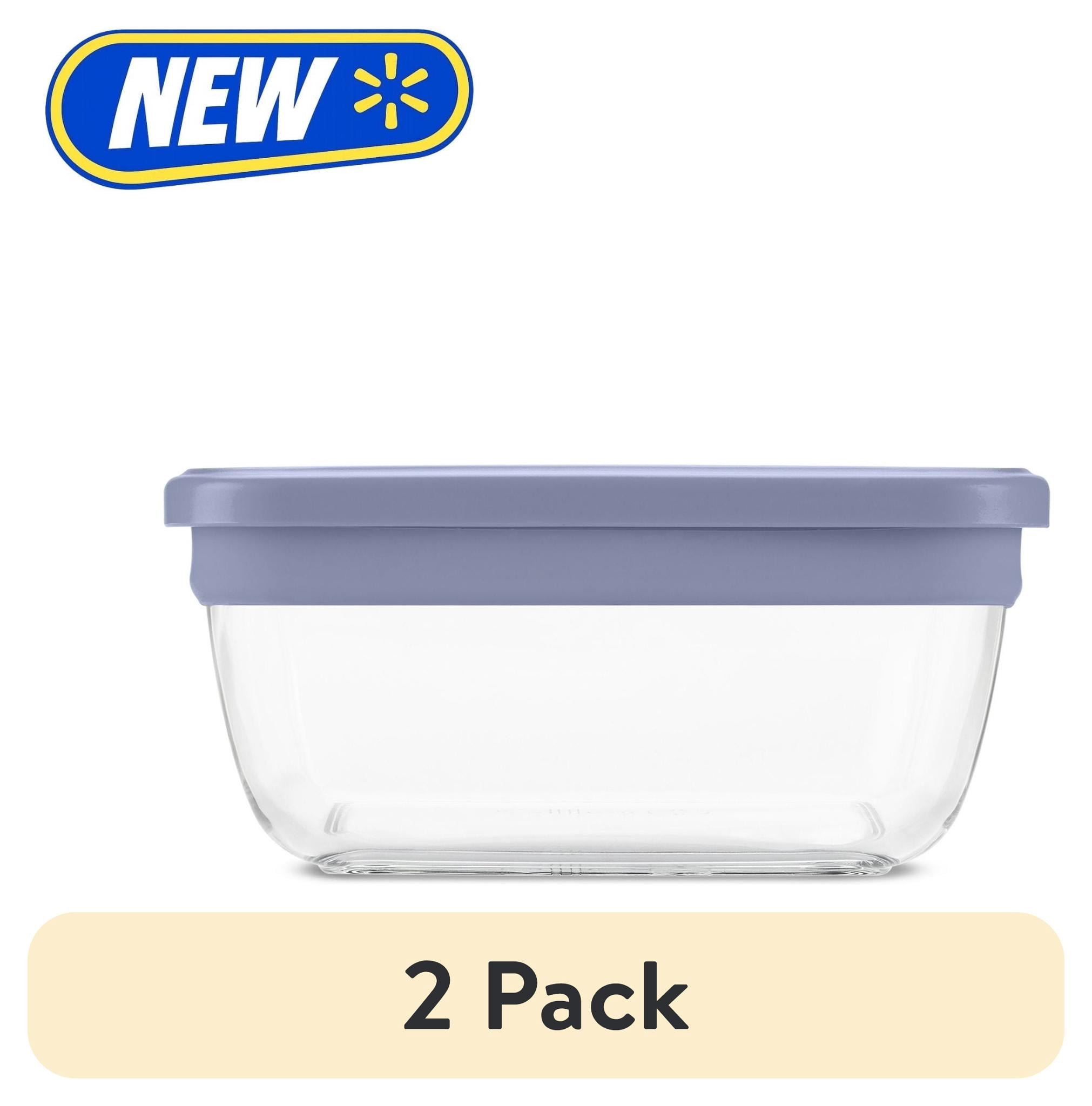 (2 pack) ElloFresh Stack Glass 7cup Food Storage Container, Ideal Use for Meal Prep and Batch Cooking