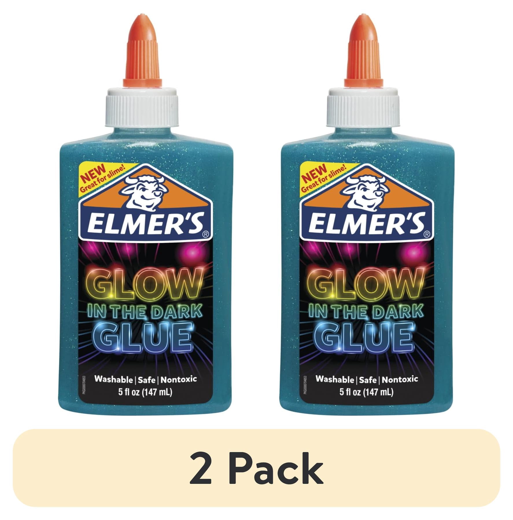 (2 pack) Elmer’s 5oz. Glow-in-the-Dark Liquid Glue, Washable, Blue, Great for Making Slime