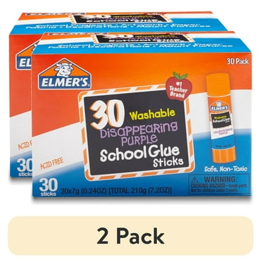 (2 pack) Elmer's Disappearing Purple School Glue Sticks, Washable, 7 Gram, 30 Count