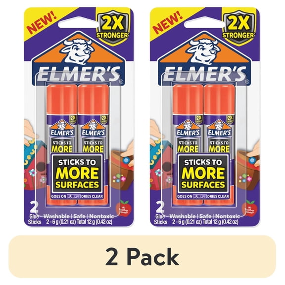 (2 pack) Elmer’s Extra Strength School Glue Sticks, Washable, 6 Gram, 2 Count
