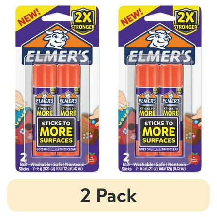 (2 pack) Elmer’s Extra Strength School Glue Sticks, Washable, 6 Gram, 2 Count