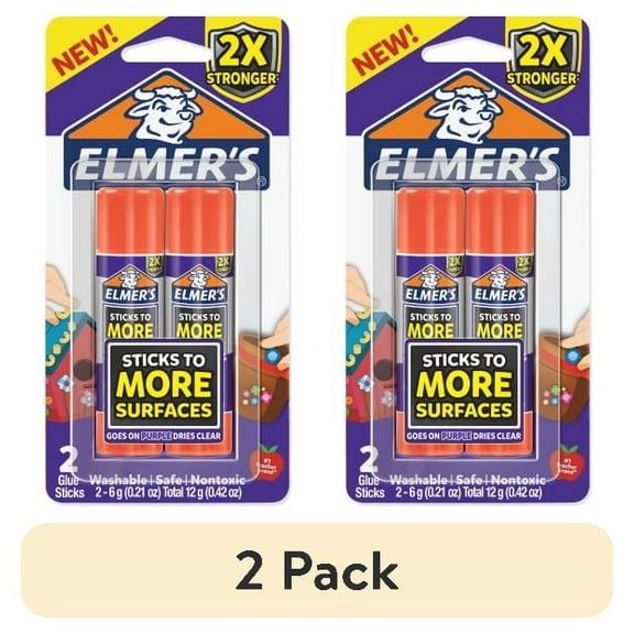(2 pack) Elmer’s Extra Strength School Glue Sticks, Washable, 6 Gram, 2 Count