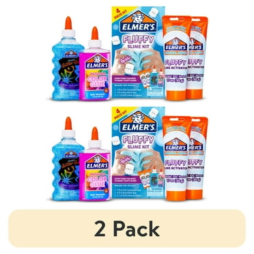 (2 pack) Elmer’s Fluffy Slime Kit, Includes Elmer’s Translucent Glue, Elmer’s Glitter Glue, Elmer’s Slime Activator, 4 Count