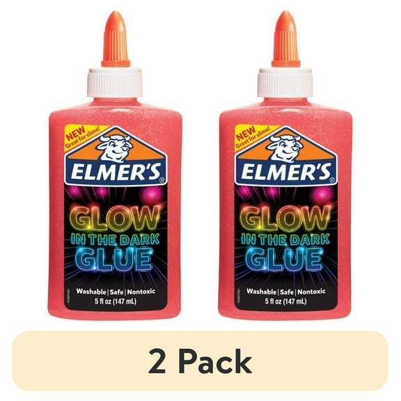 (2 pack) Elmer’s Glow-in-the-Dark Liquid Glue, Washable, Pink, 5oz