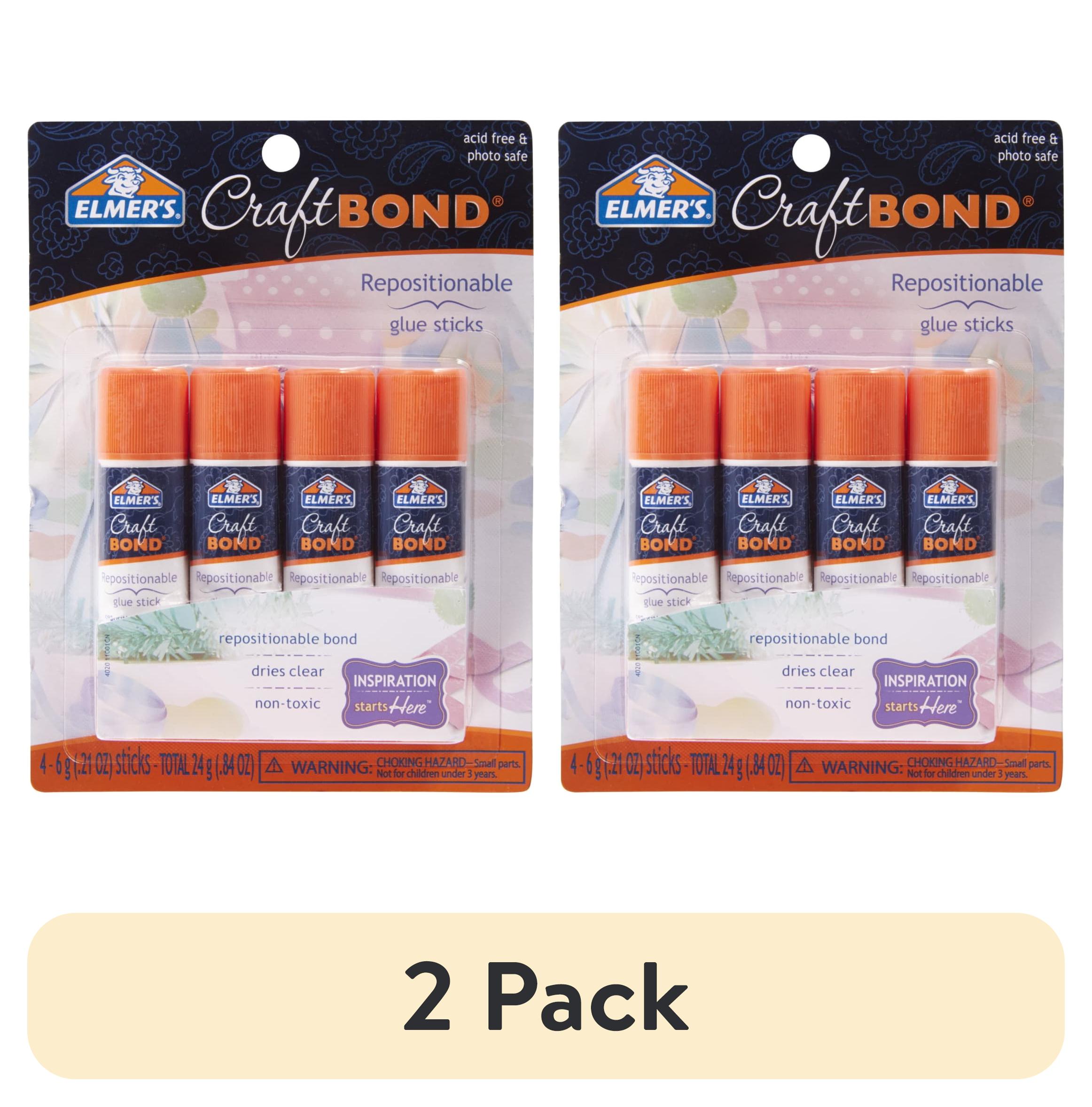 (2 pack) Elmer’s CraftBond Repositionable Glue Sticks, 0.21-Ounces, 4 Count