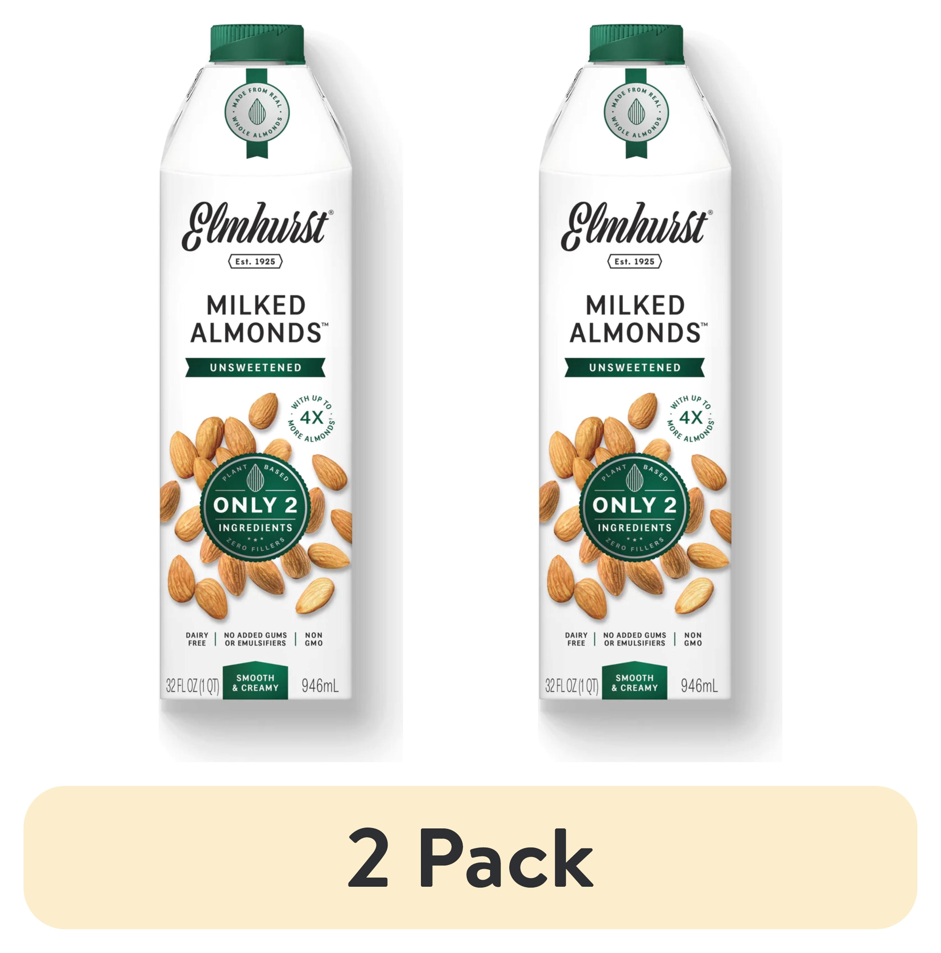 (2 pack) Elmhurst, Unsweetened, Milked Almonds, 32 fl oz Bottle