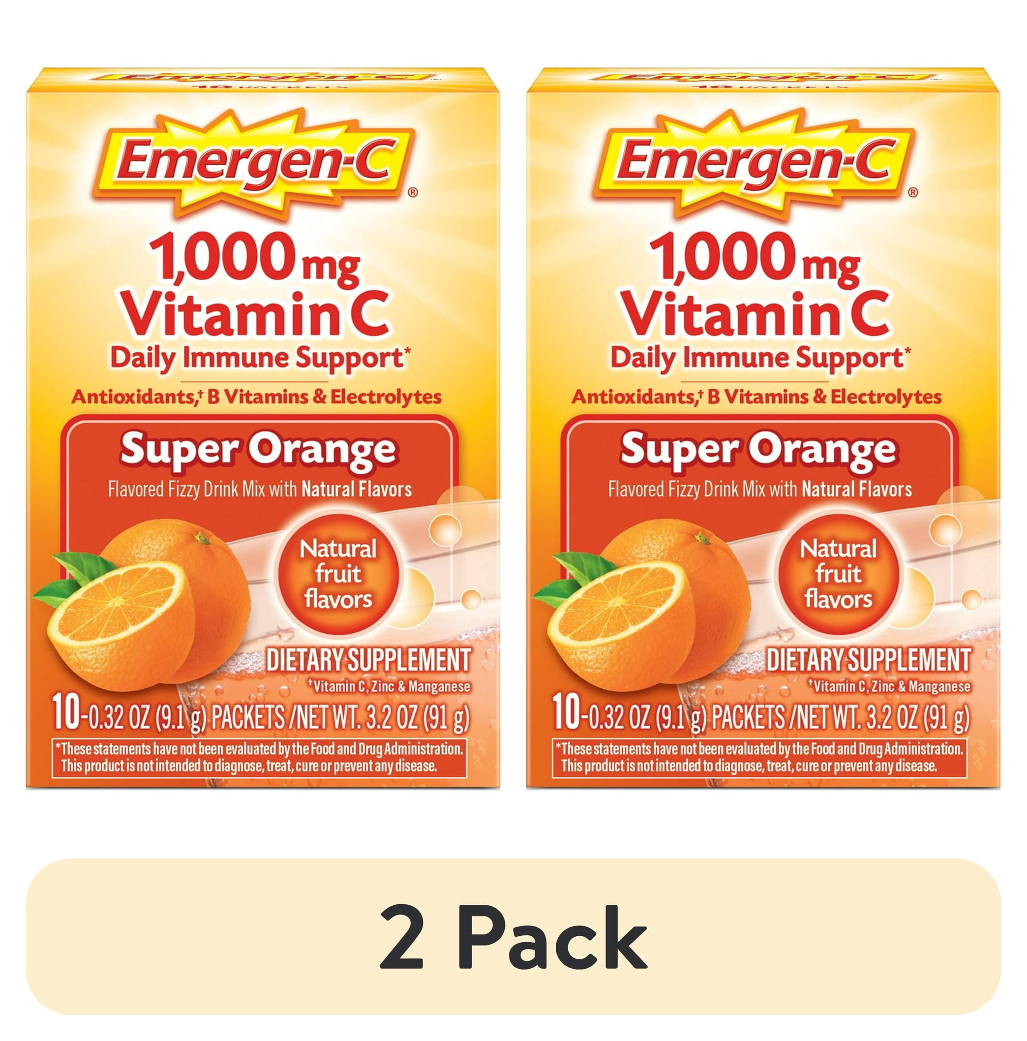 Emergency Powder (2 pack) Emergen-C 1000Mg Vitamin C Powder for Immune Support Super ...