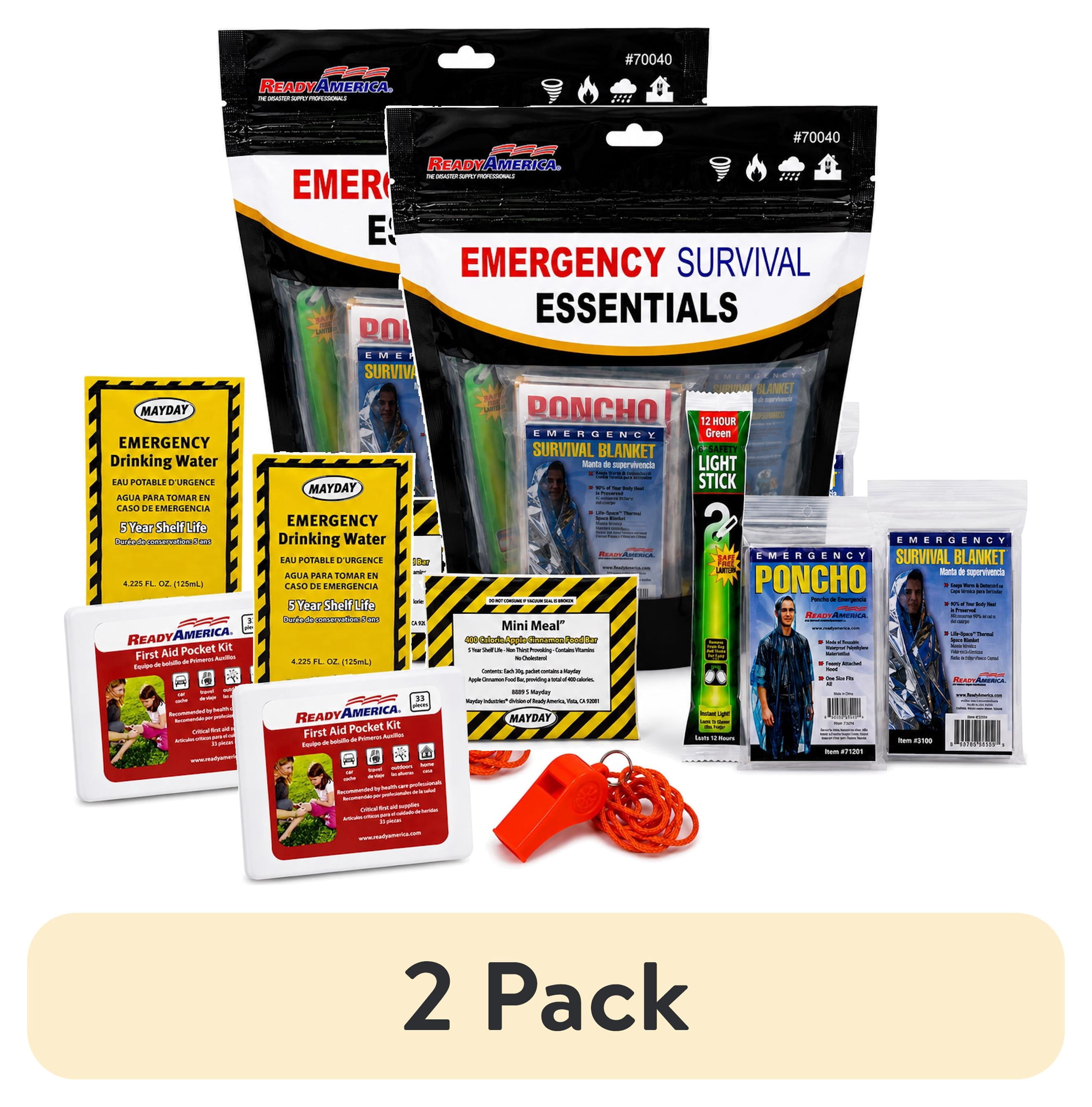 (2 pack) Emergency Survival Essentials Kit for 1 Person, 1 Day ...