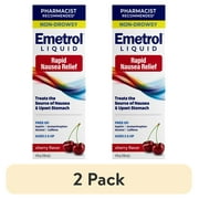 (2 pack) Emetrol Nausea and Upset Stomach Relief Liquid Medication, Cherry, 4 oz