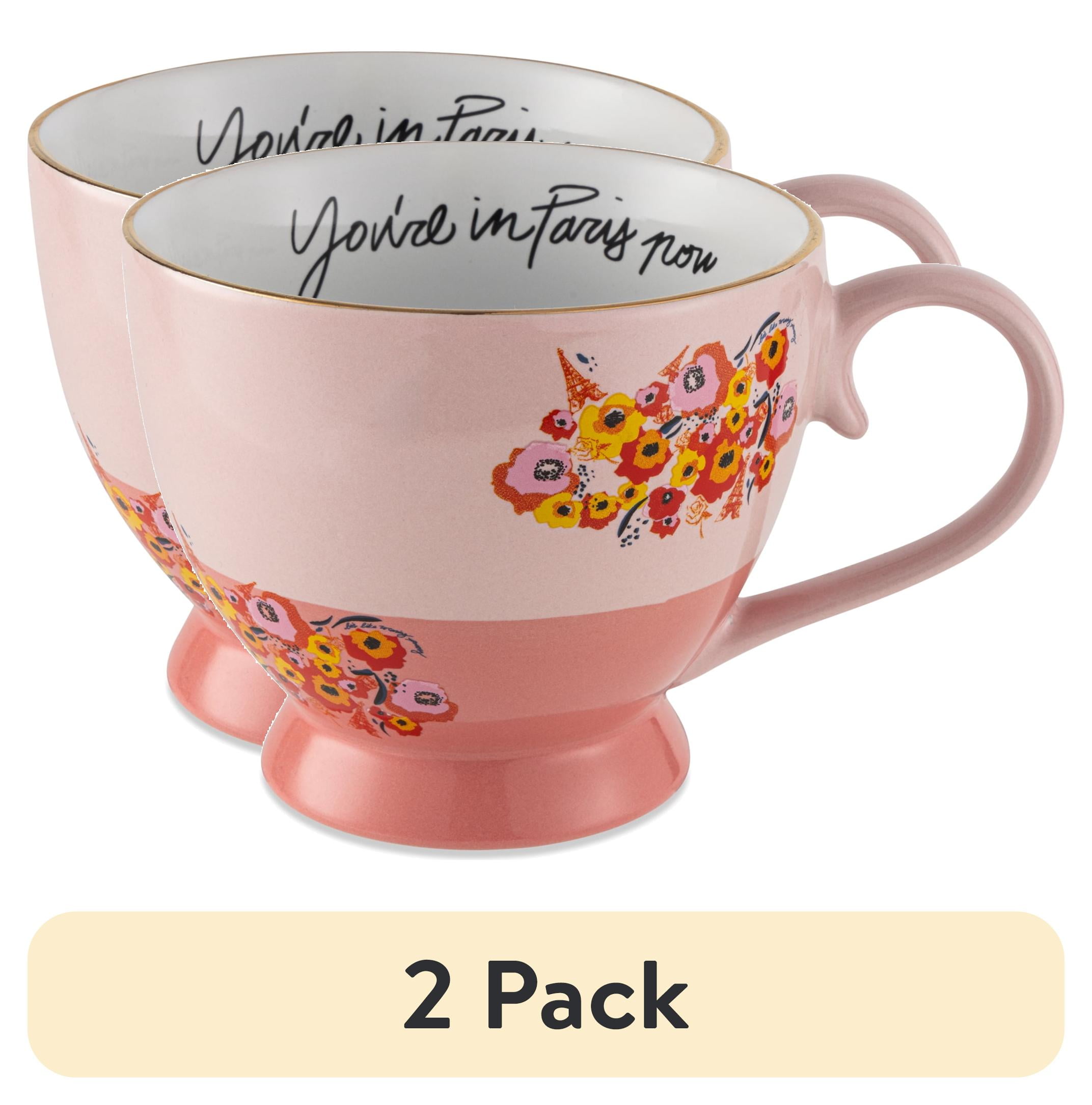 (2 pack) Emily In Paris, Ceramic Tea Mug, 14.8 fl oz, Pink