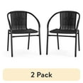 thumbnail image 1 of (2 pack) Emma + Oliver Indoor/Outdoor Stacking Rattan Restaurant Patio Chairs, Set of 2, Black, 1 of 12