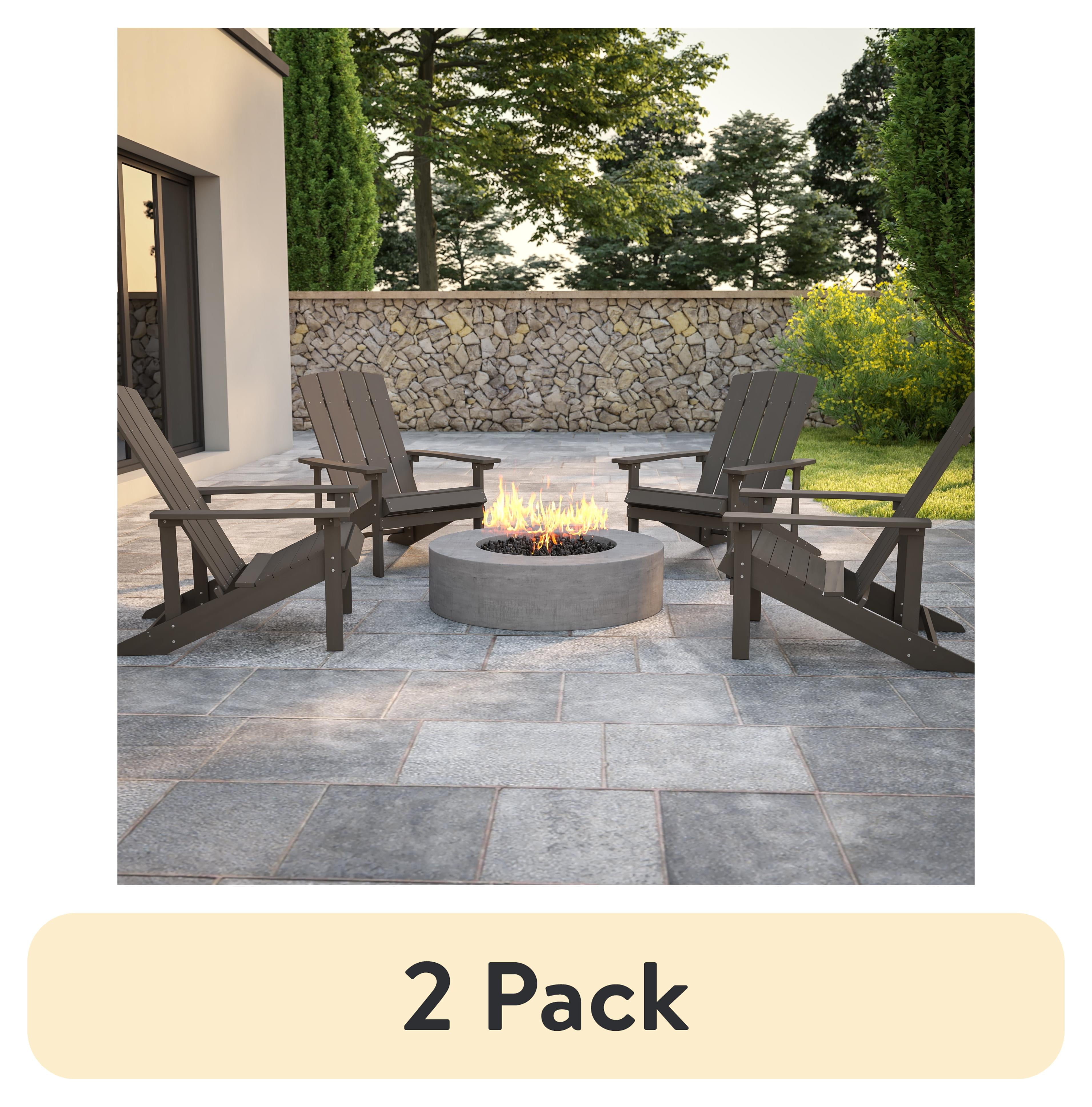 (2 pack) Emma + Oliver Set of 4 Outdoor Gray All-Weather Poly Resin Wood Adirondack Chairs
