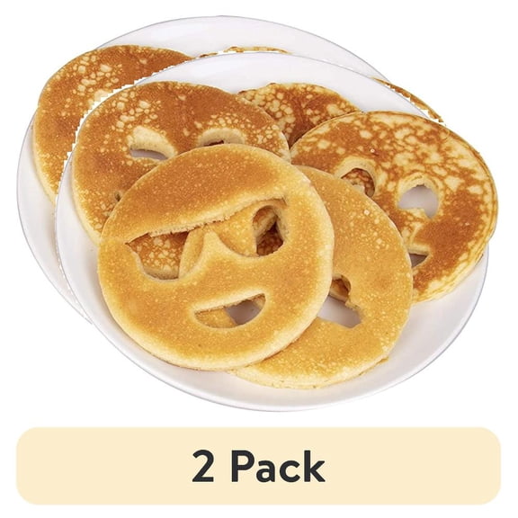 (2 pack) Emoji Pancake Molds and Egg Rings (4 Pack) for Kids AND Adults - Reusable Silicone Smiley Face Maker Doubles as Cookie Maker Set